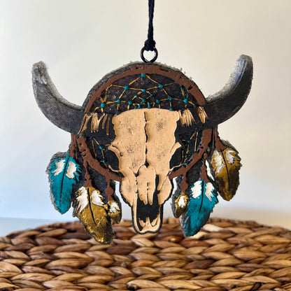 Mohogany Teakwood - Deamcatcher Bull Skull